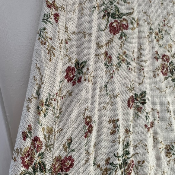 Vintage 90s Emblem Cream Floral Midi Button Down Skirt - Picture 8 of 11